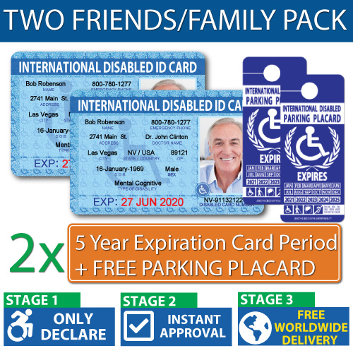 A disability identification card resting on a warm wooden surface.